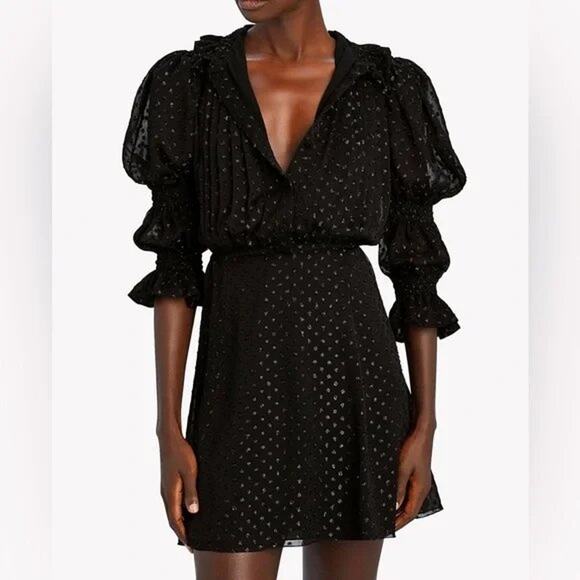 Philosophy Di Lorenzo Serafini Gathered Metallic Fil Coupe Georgette Mini Dress - Picture 1 of 15